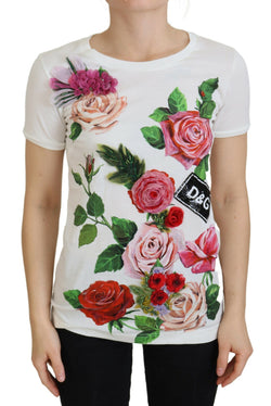 Elegant Multicolor Rose Print Cotton Tee Dolce & Gabbana