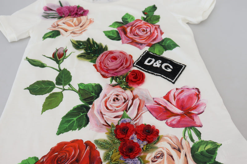 Elegant Multicolor Rose Print Cotton Tee Dolce & Gabbana