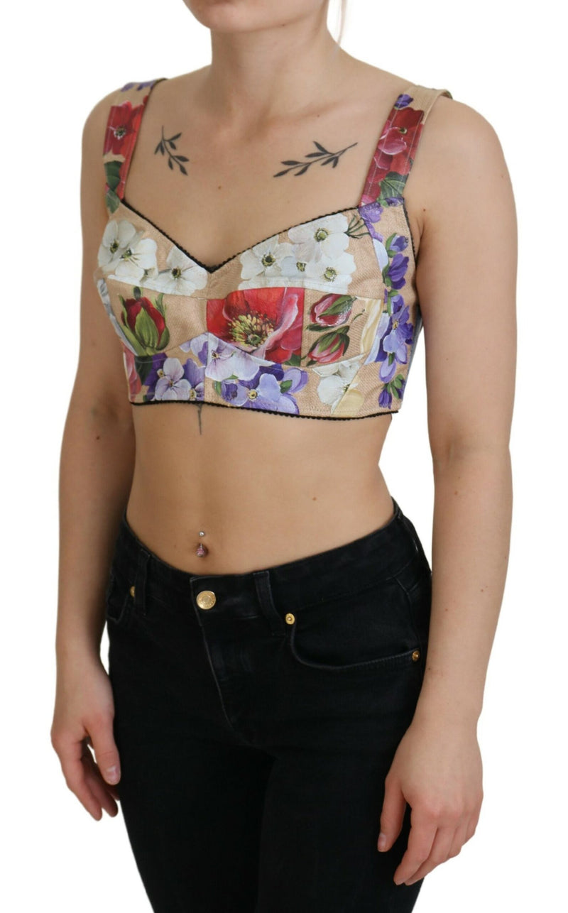 Floral Print Bustier Crop Top Dolce & Gabbana