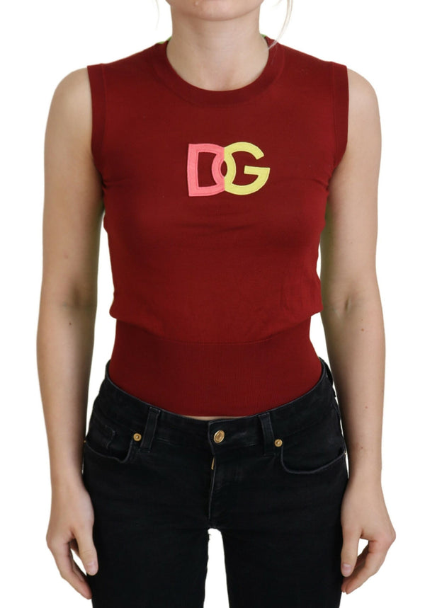 Elegant Silk Casual Top Red Green Dolce & Gabbana