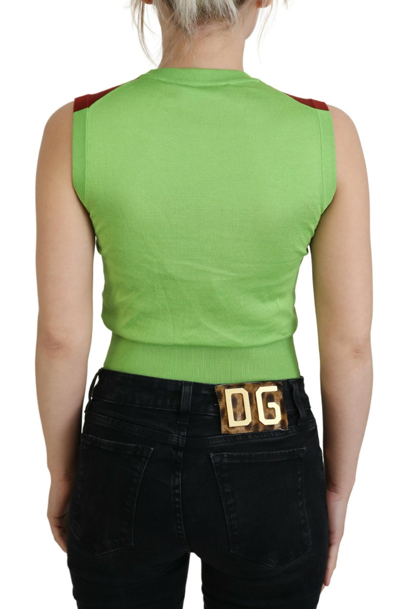 Elegant Silk Casual Top Red Green Dolce & Gabbana