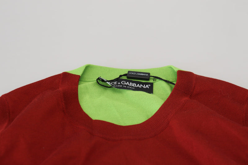 Elegant Silk Casual Top Red Green Dolce & Gabbana