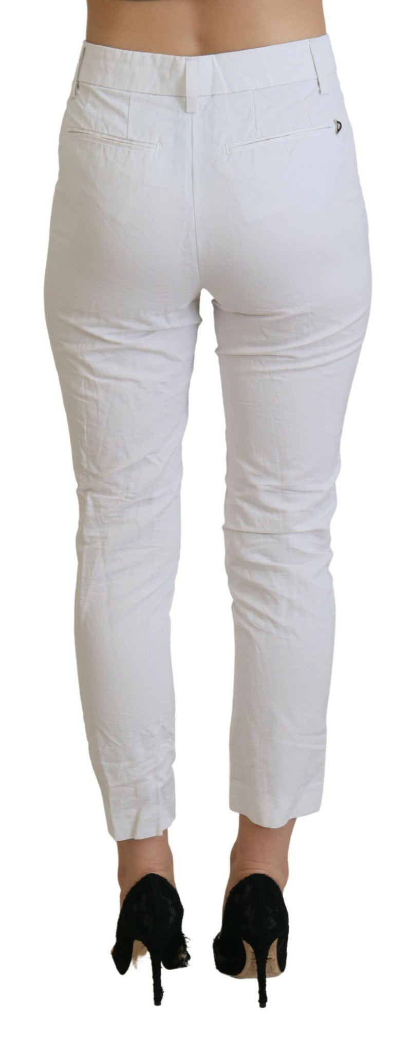 Elegant High Waist Tapered White Pants Dondup