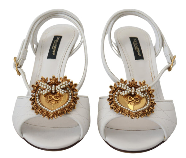 Devotion Embellished White Leather Stilettos Dolce & Gabbana