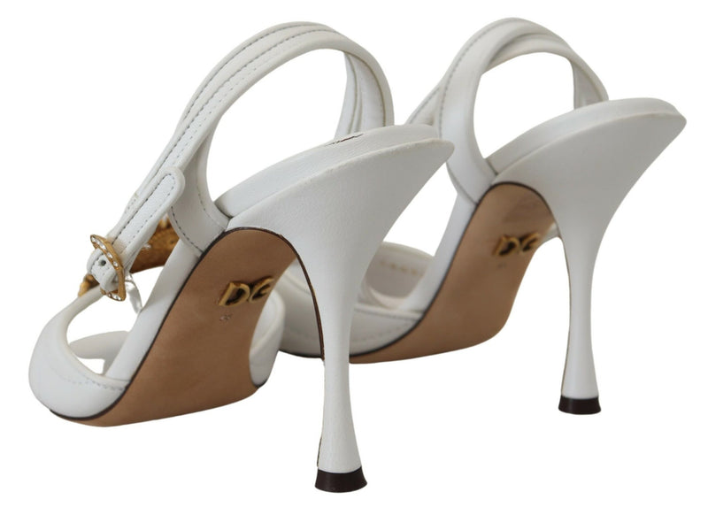 Devotion Embellished White Leather Stilettos Dolce & Gabbana