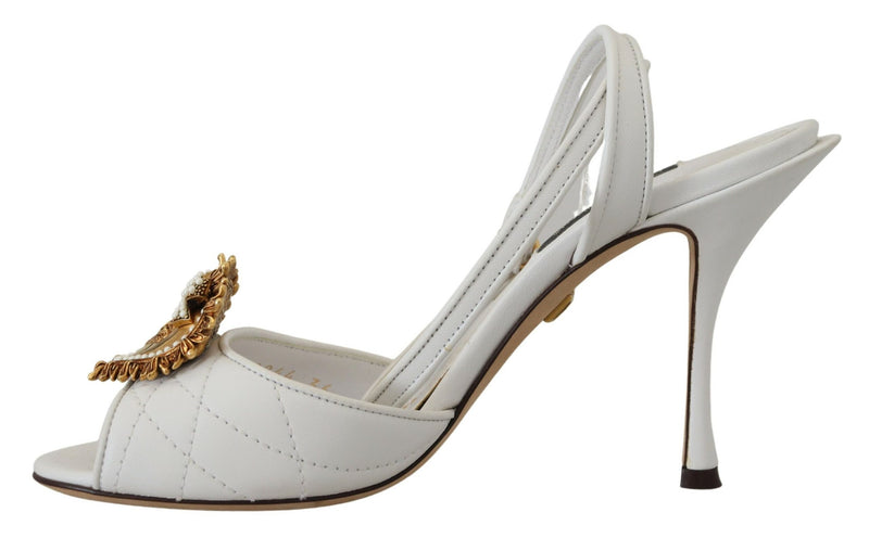 Devotion Embellished White Leather Stilettos Dolce & Gabbana