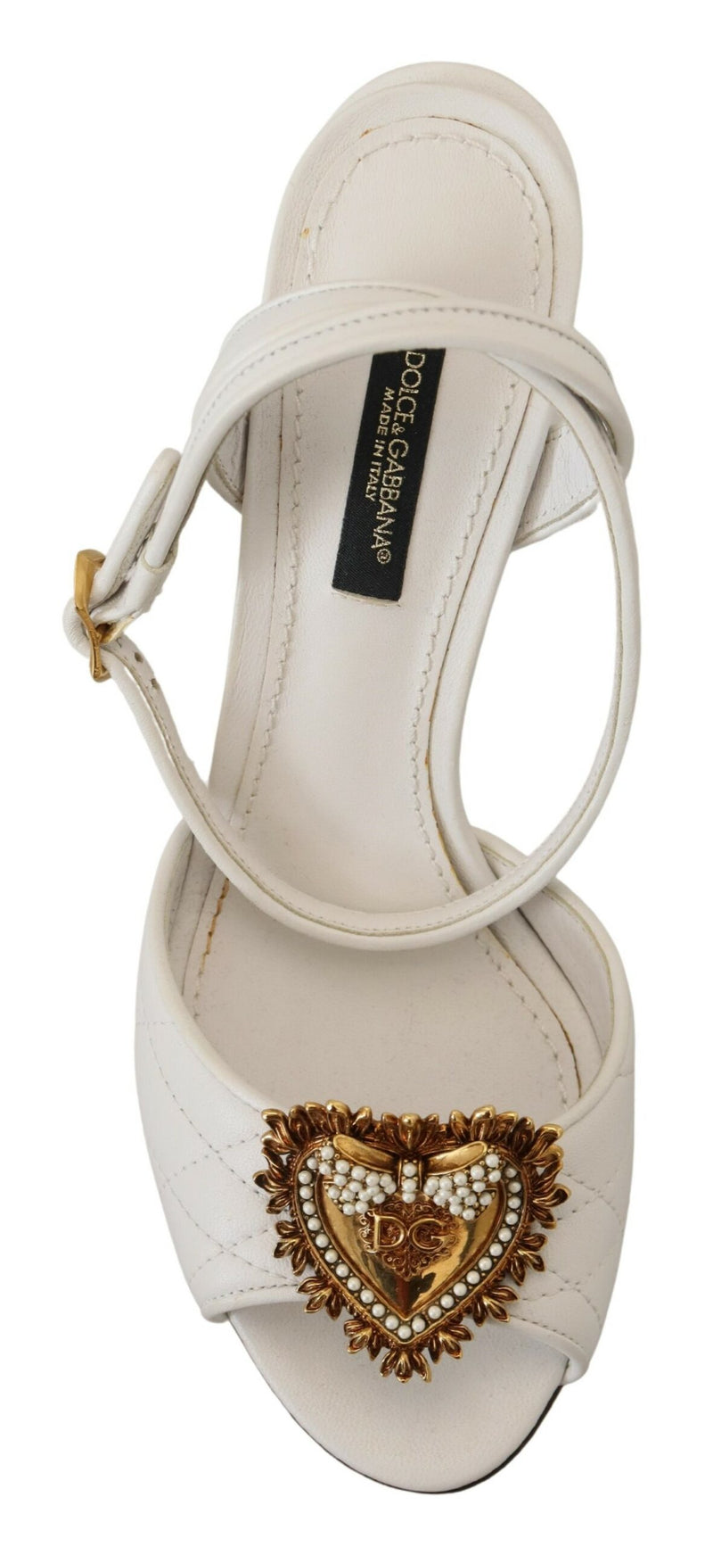 Devotion Embellished White Leather Stilettos Dolce & Gabbana