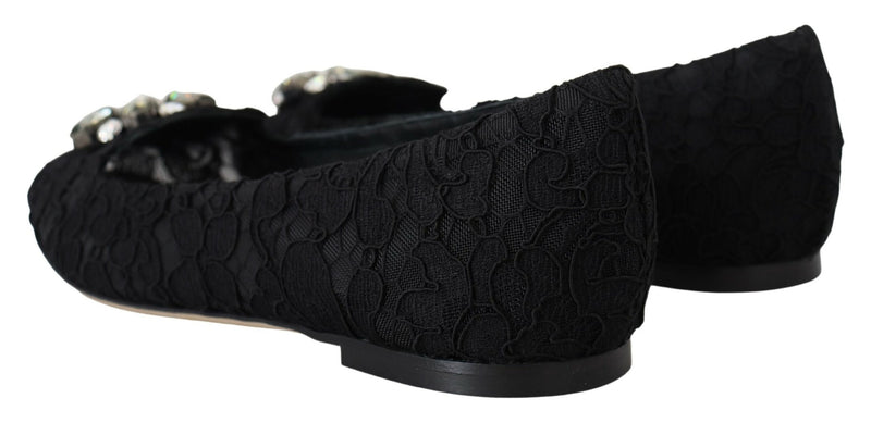 Elegant Floral Lace Flat Vally Shoes Dolce & Gabbana