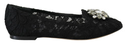 Elegant Floral Lace Flat Vally Shoes Dolce & Gabbana