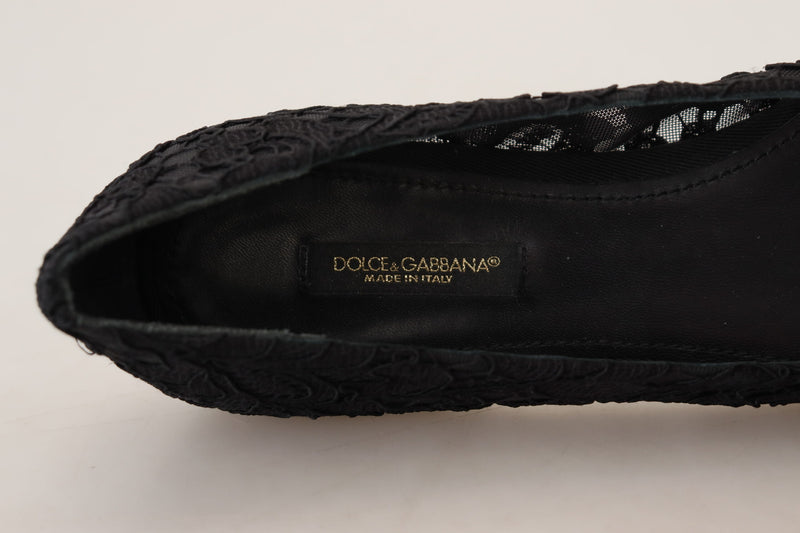 Elegant Floral Lace Flat Vally Shoes Dolce & Gabbana