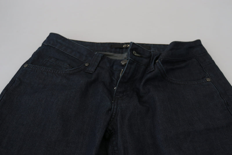 Chic Dark Blue Low Waist Straight Cut Jeans Exte