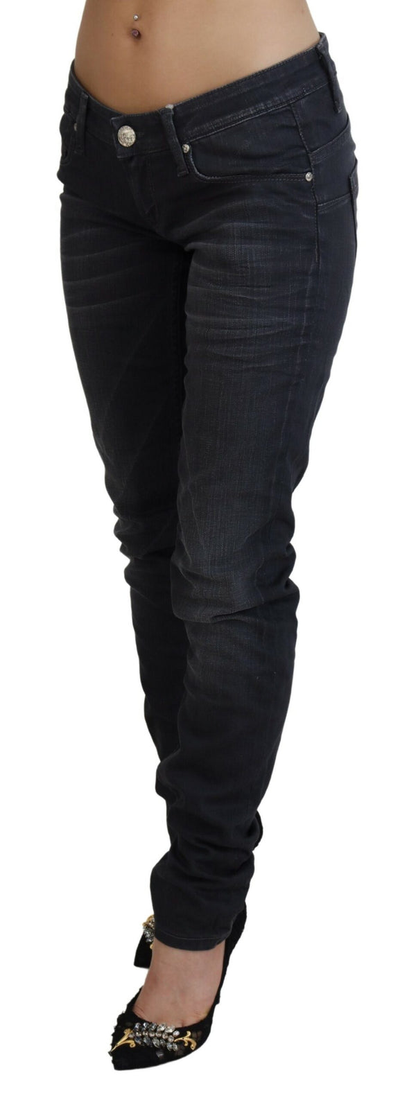 Sleek Black Washed Slim Fit Denim Acht