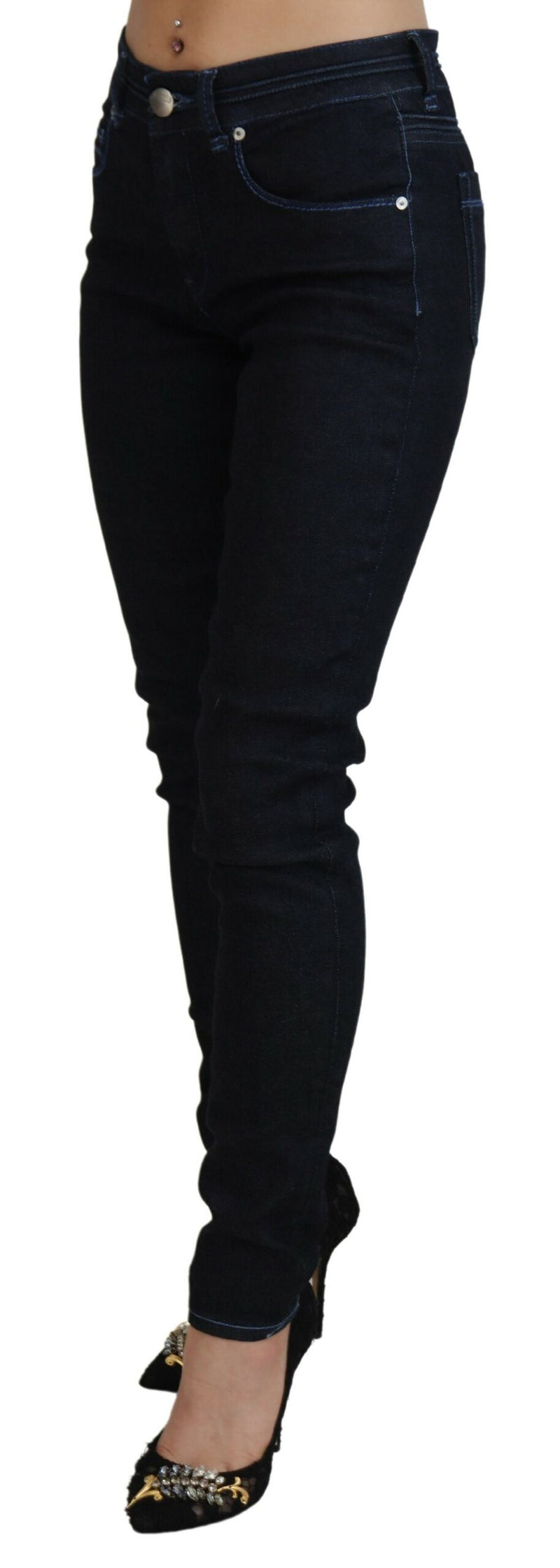 Chic Slim-Fit Cotton Denim in Dark Blue Acht