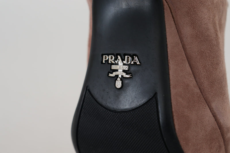 Elegant Dark Rose Suede Heels Prada