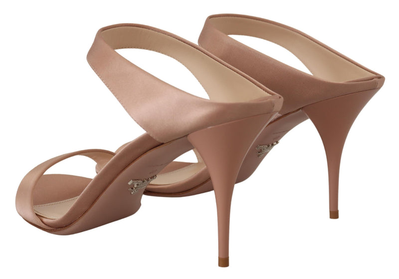 Glimmering Rose Gold Leather Heels Prada