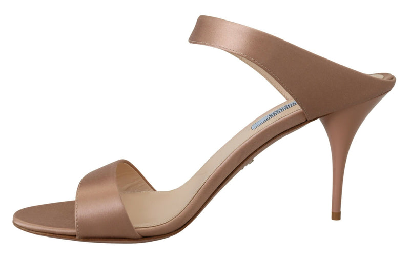 Glimmering Rose Gold Leather Heels Prada