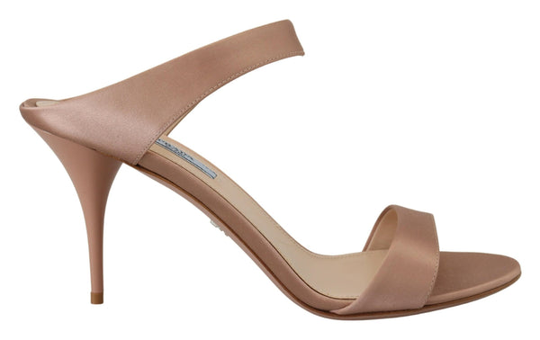 Glimmering Rose Gold Leather Heels Prada