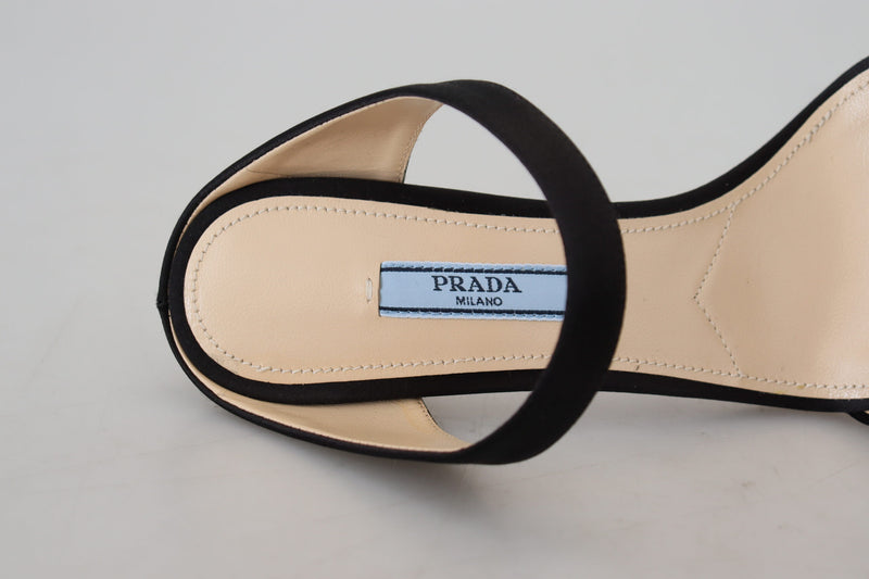 Elegant Black Leather Heels Pumps Prada