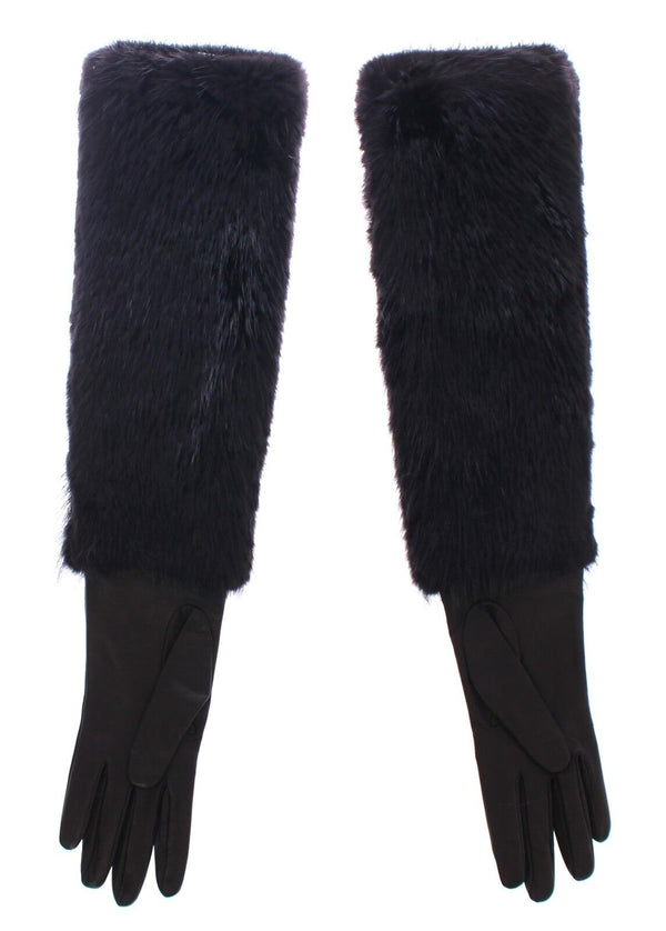 Elegant Elbow-Length Beaver Fur Gloves Dolce & Gabbana