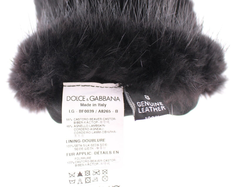 Elegant Elbow-Length Beaver Fur Gloves Dolce & Gabbana