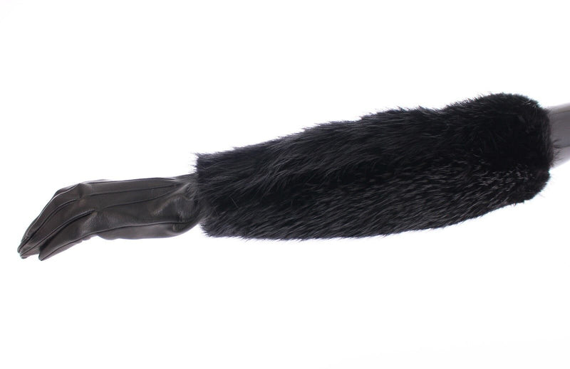 Elegant Elbow-Length Beaver Fur Gloves Dolce & Gabbana