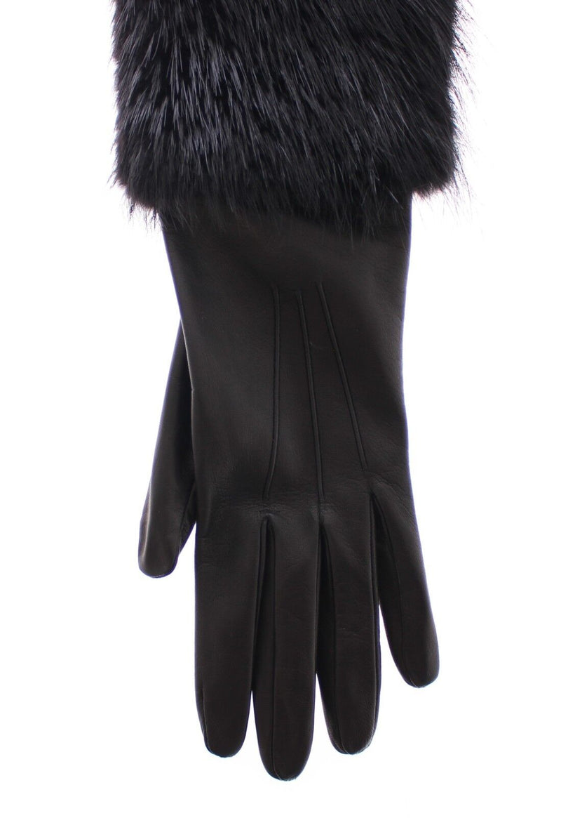 Elegant Elbow-Length Beaver Fur Gloves Dolce & Gabbana