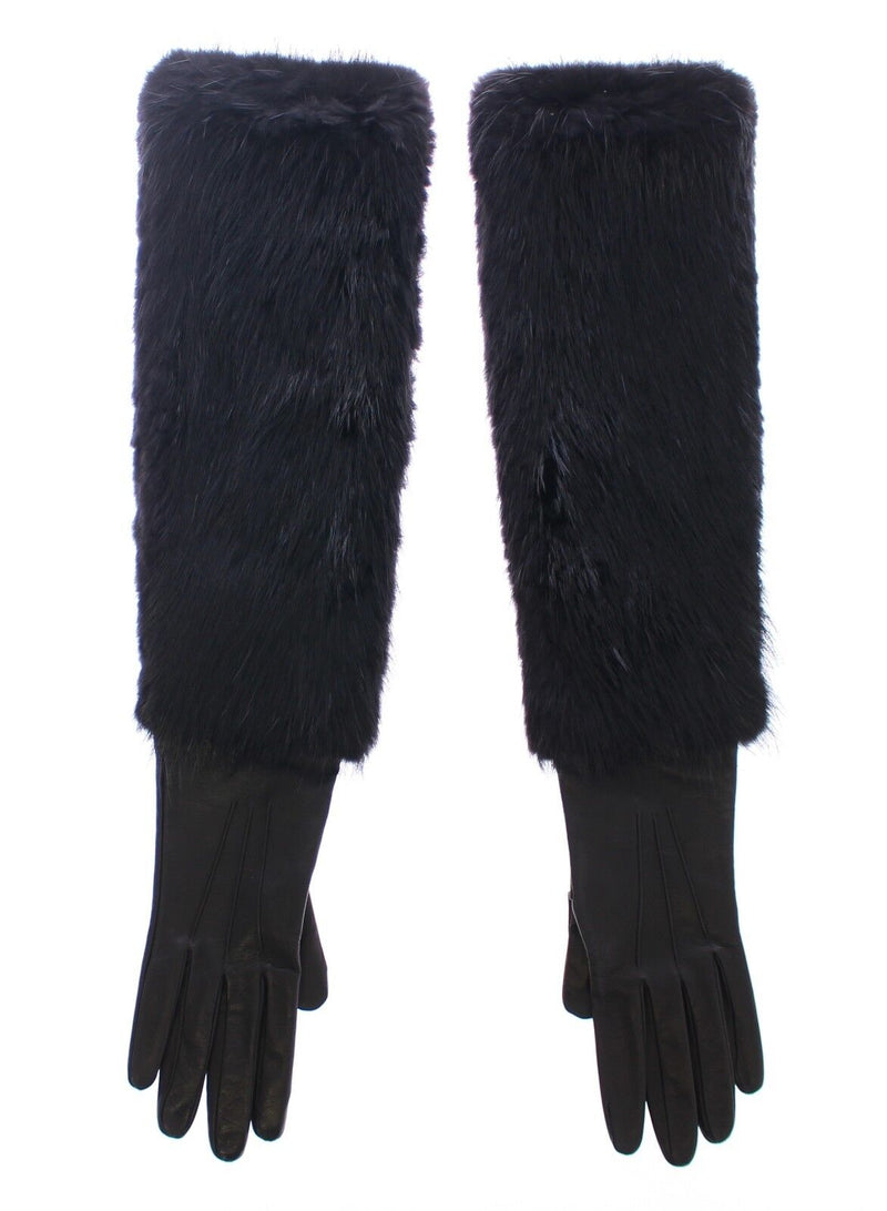 Elegant Elbow-Length Beaver Fur Gloves Dolce & Gabbana