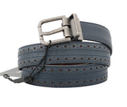 Elegant Blue Leather Men's Belt Dolce & Gabbana