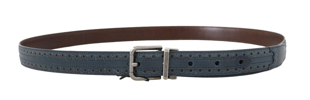 Elegant Blue Leather Men's Belt Dolce & Gabbana