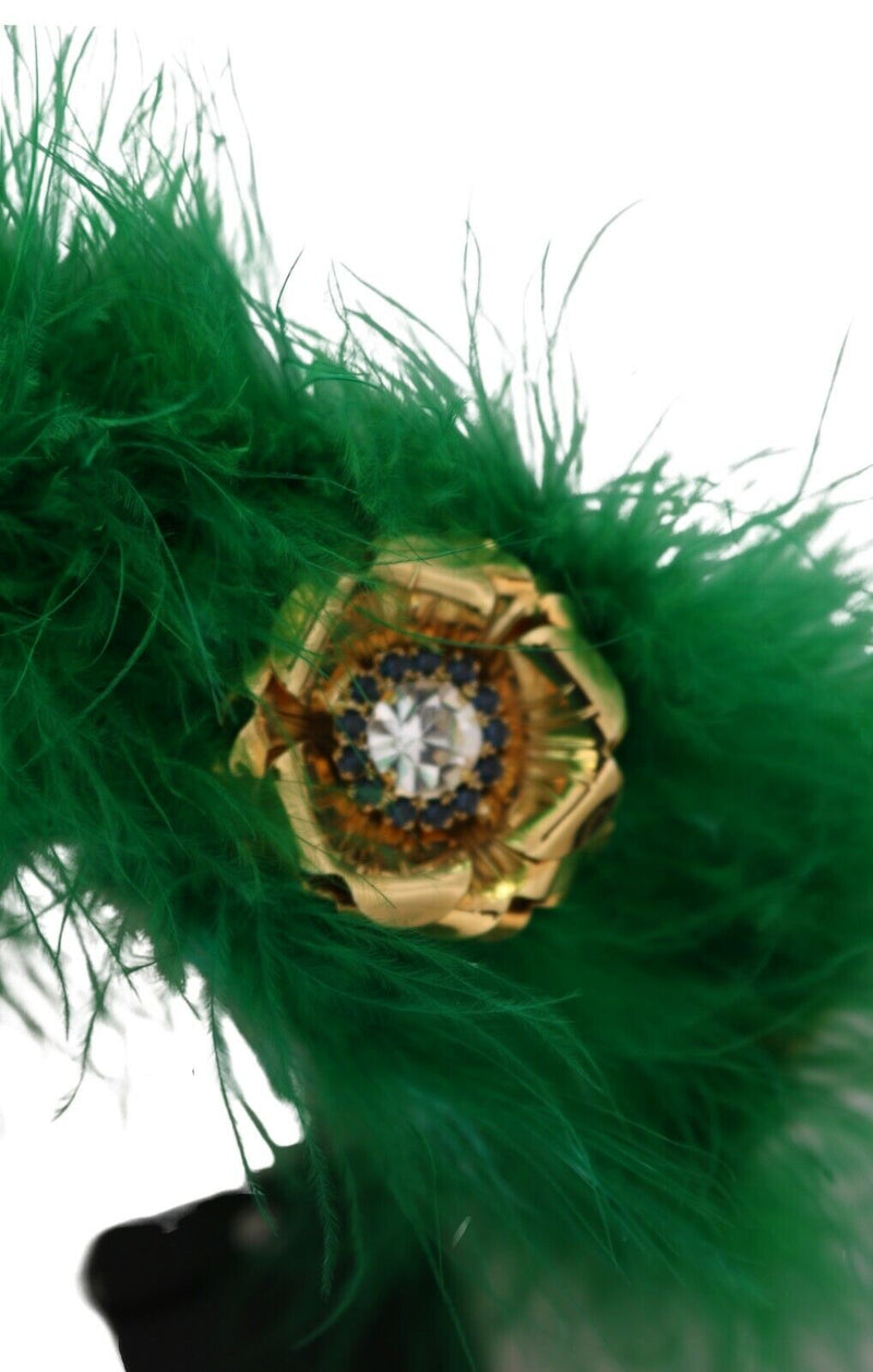 Elegant Emerald Silk Floral Headband Dolce & Gabbana