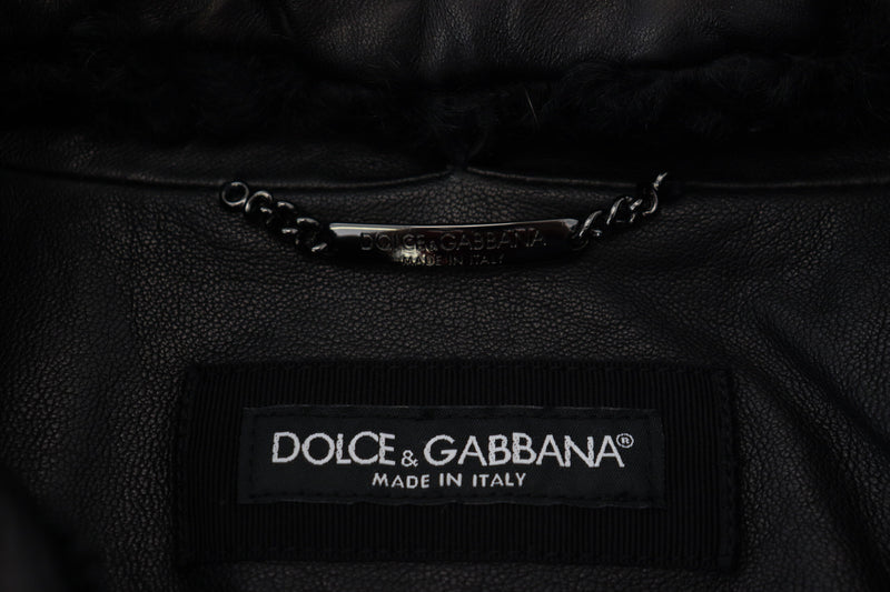 Chic Black Leather Silk-Lined Jacket Dolce & Gabbana