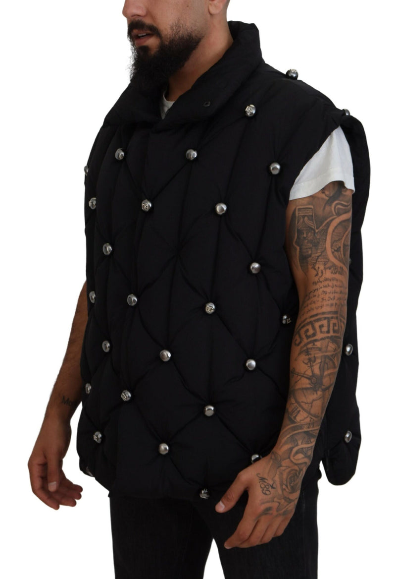 Elegant Black Sleeveless Vest Jacket Dolce & Gabbana