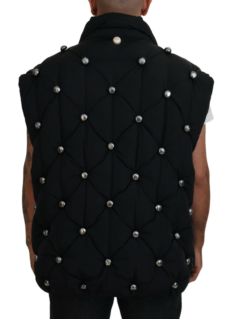 Elegant Black Sleeveless Vest Jacket Dolce & Gabbana