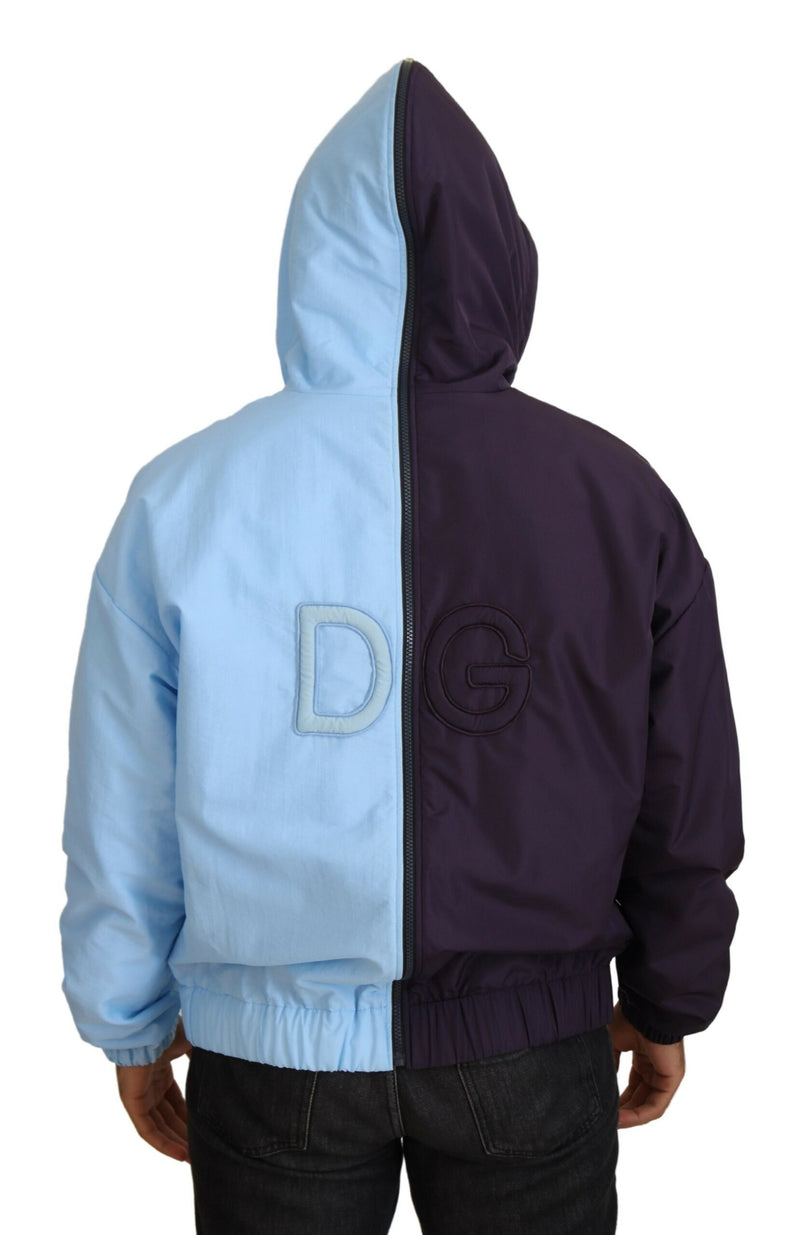 Elegant Hooded Blue Jacket - Full Zipper Closure Dolce & Gabbana