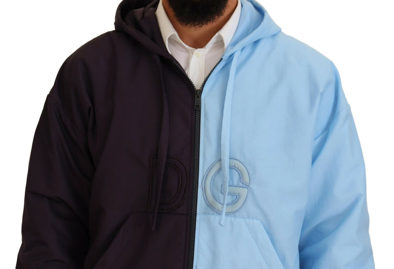 Elegant Hooded Blue Jacket - Full Zipper Closure Dolce & Gabbana