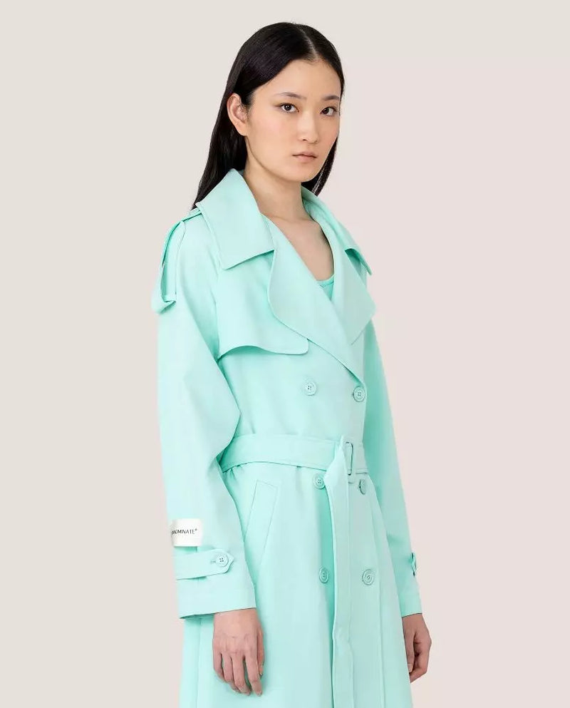 Elegant Light Blue Double-Breasted Trench Coat Hinnominate