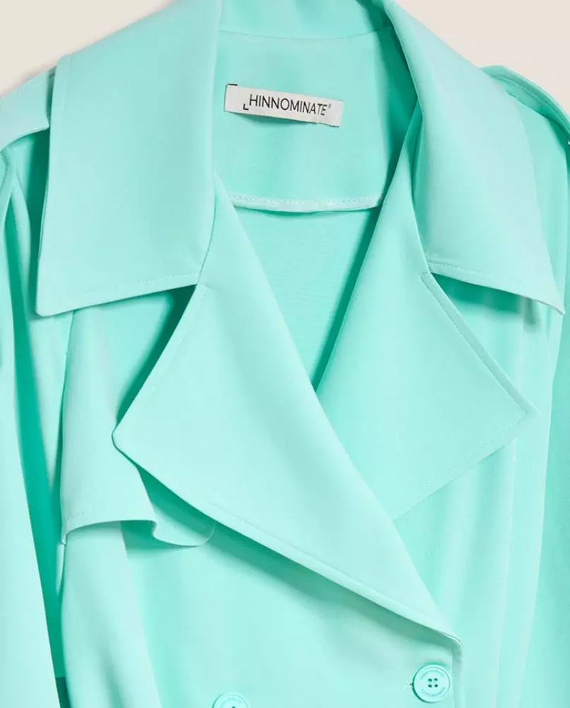 Elegant Light Blue Double-Breasted Trench Coat Hinnominate