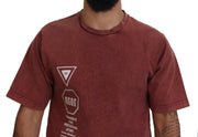 Elegant Maroon Printed Cotton Tee Dolce & Gabbana