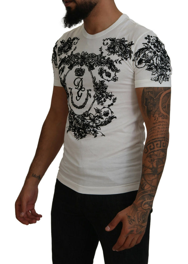 Elegant Floral Crown Tee Dolce & Gabbana