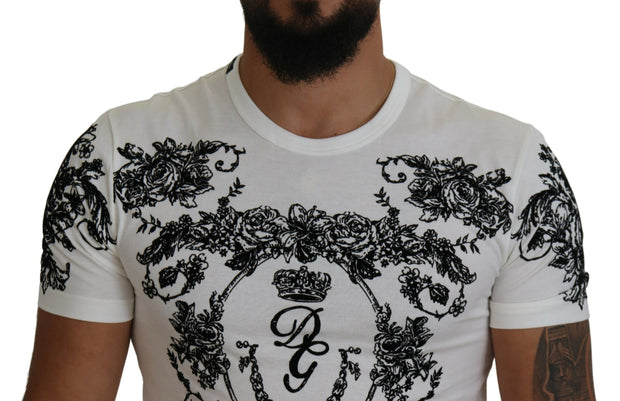 Elegant Floral Crown Tee Dolce & Gabbana