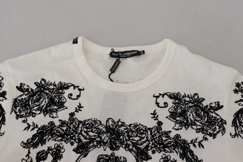 Elegant Floral Crown Tee Dolce & Gabbana