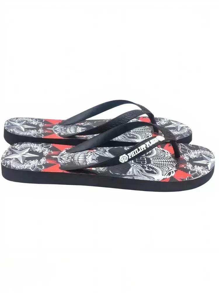 Multicolor Graphic Flip Flops for Women Philipp Plein