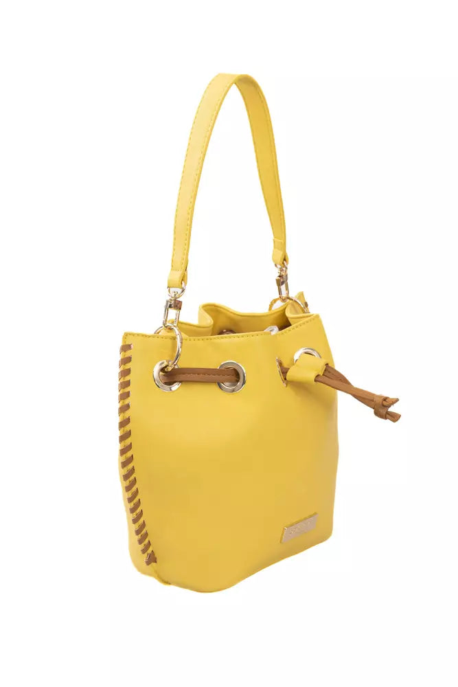 Yellow Polyurethane Women Crossbody Bag Baldinini Trend