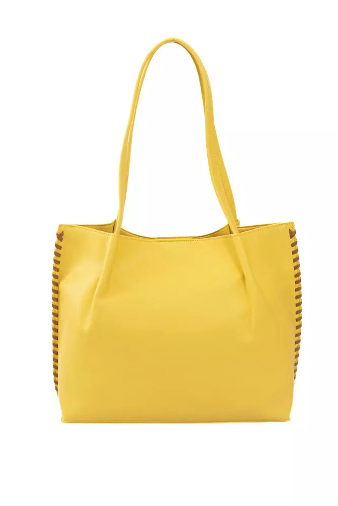 Yellow Polyurethane Women Handbag Baldinini Trend