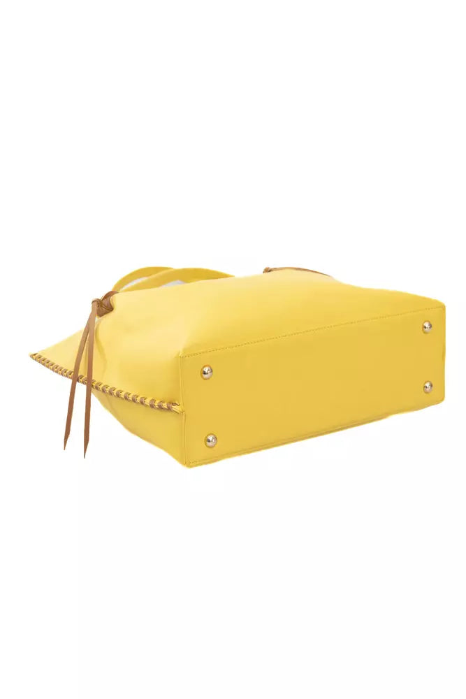 Yellow Polyurethane Women Handbag Baldinini Trend