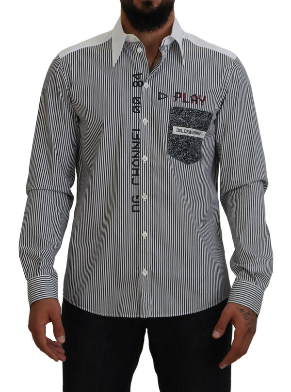 Classic Black and White Striped Button-Down Shirt Dolce & Gabbana