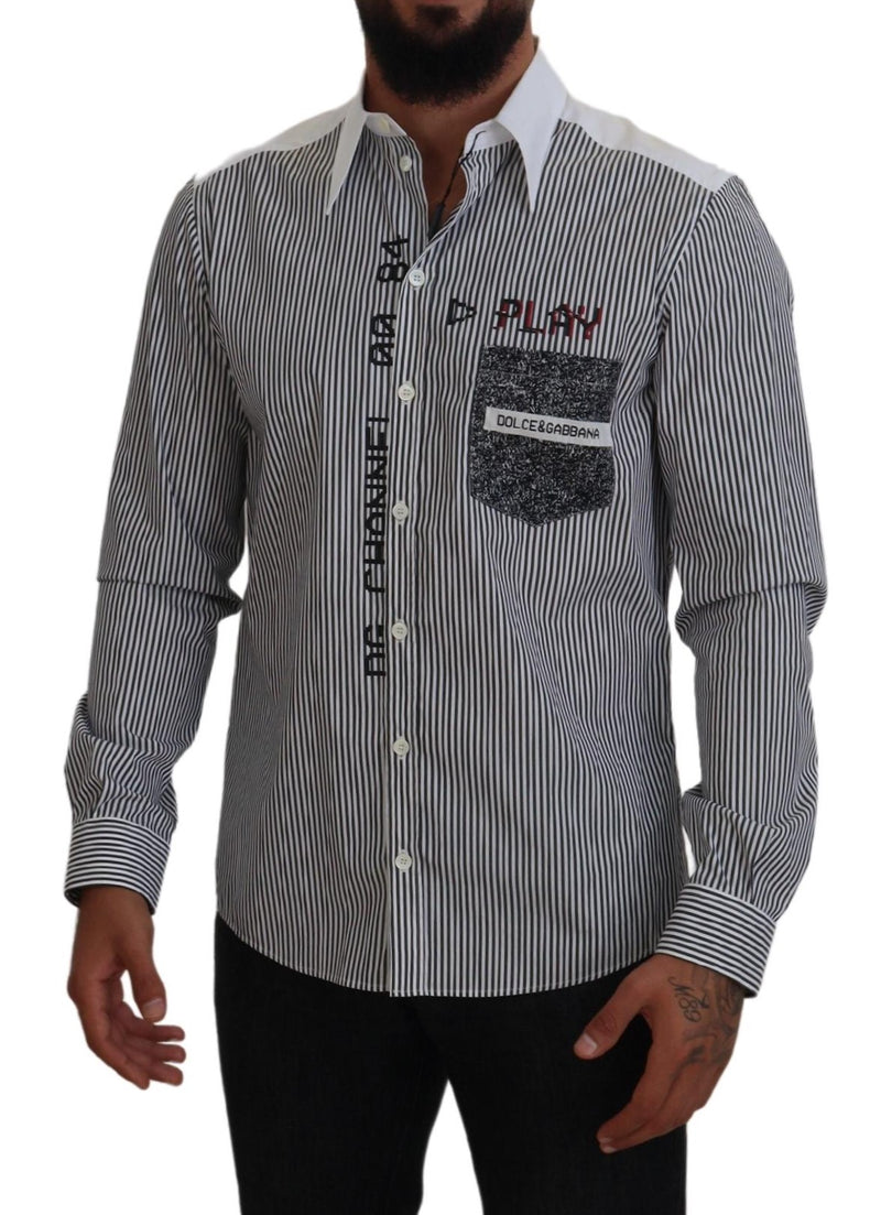 Classic Black and White Striped Button-Down Shirt Dolce & Gabbana