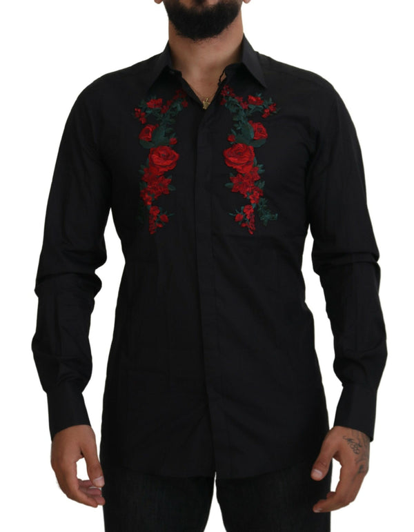 Elegant Floral Embroidered Cotton Shirt Dolce & Gabbana