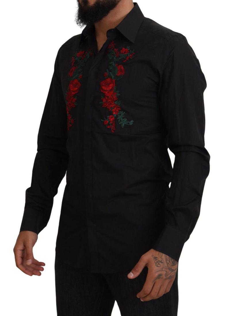 Elegant Floral Embroidered Cotton Shirt Dolce & Gabbana