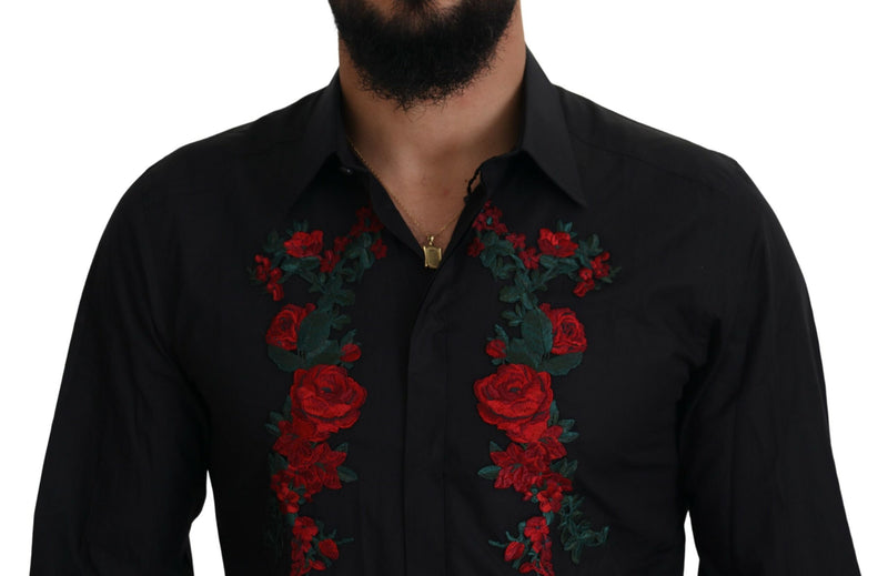 Elegant Floral Embroidered Cotton Shirt Dolce & Gabbana